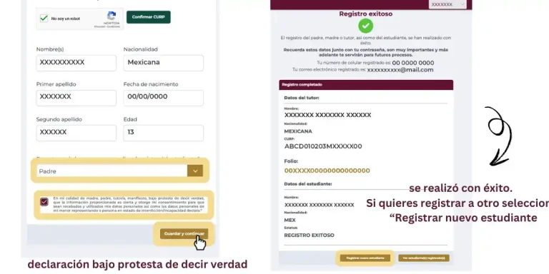 se realizó con éxito. Si quieres registrar a otro selecciona “Registrar nuevo estudiante